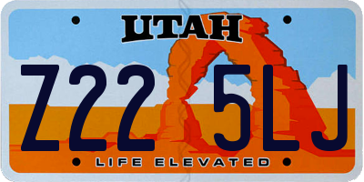 UT license plate Z225LJ