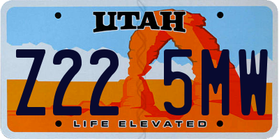 UT license plate Z225MW