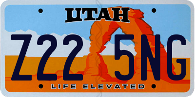 UT license plate Z225NG