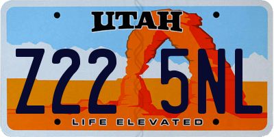 UT license plate Z225NL