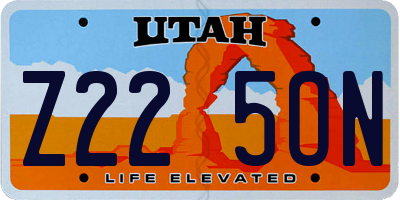 UT license plate Z225ON