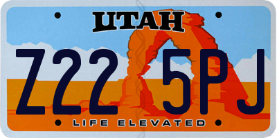 UT license plate Z225PJ