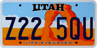 UT license plate Z225QU