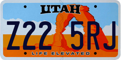 UT license plate Z225RJ