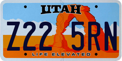 UT license plate Z225RN