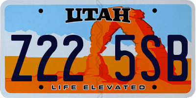 UT license plate Z225SB