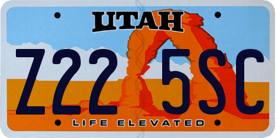 UT license plate Z225SC