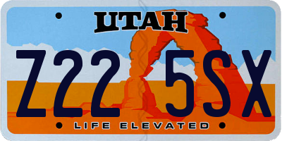 UT license plate Z225SX