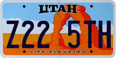 UT license plate Z225TH