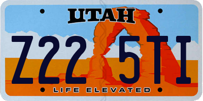 UT license plate Z225TI