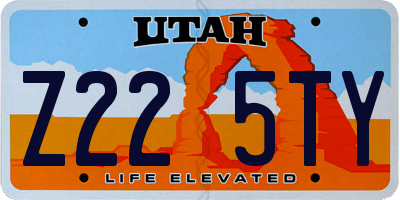 UT license plate Z225TY
