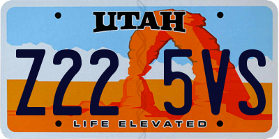 UT license plate Z225VS