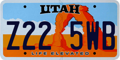 UT license plate Z225WB