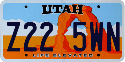 UT license plate Z225WN