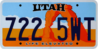 UT license plate Z225WT