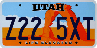 UT license plate Z225XT