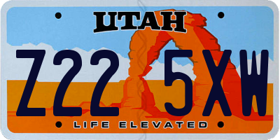 UT license plate Z225XW