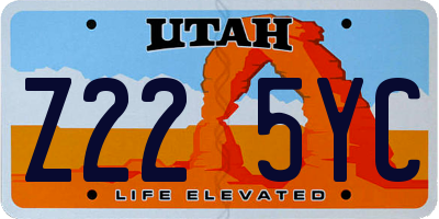 UT license plate Z225YC