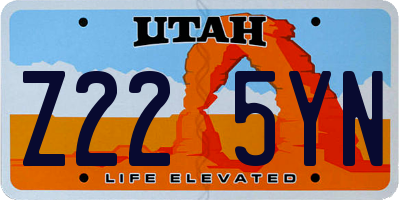 UT license plate Z225YN