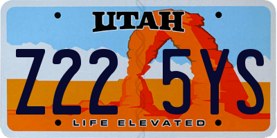 UT license plate Z225YS
