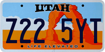 UT license plate Z225YT
