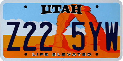 UT license plate Z225YW
