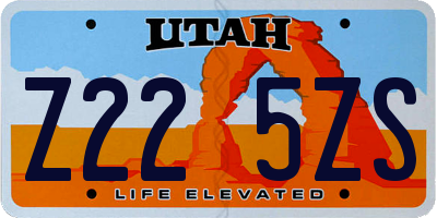 UT license plate Z225ZS