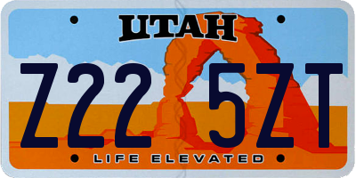 UT license plate Z225ZT
