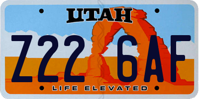 UT license plate Z226AF