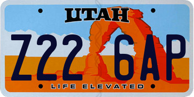 UT license plate Z226AP