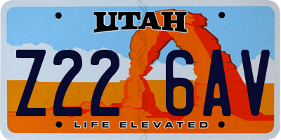 UT license plate Z226AV