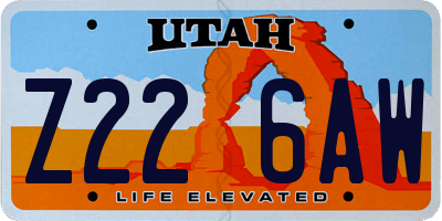 UT license plate Z226AW