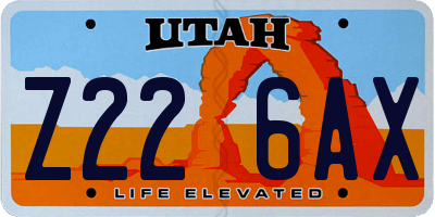 UT license plate Z226AX