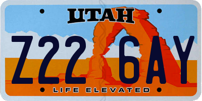 UT license plate Z226AY