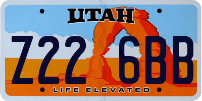 UT license plate Z226BB