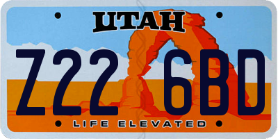 UT license plate Z226BD