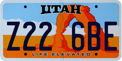 UT license plate Z226BE