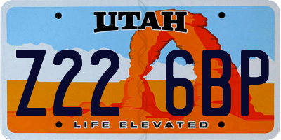 UT license plate Z226BP