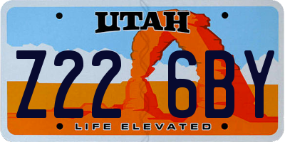UT license plate Z226BY