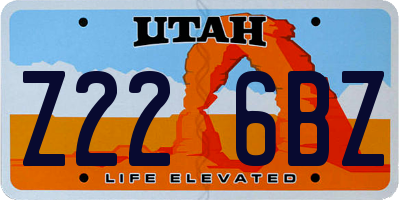 UT license plate Z226BZ