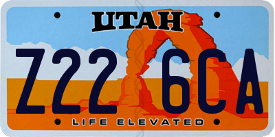 UT license plate Z226CA
