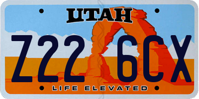 UT license plate Z226CX
