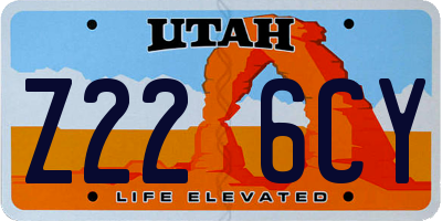UT license plate Z226CY