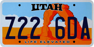 UT license plate Z226DA