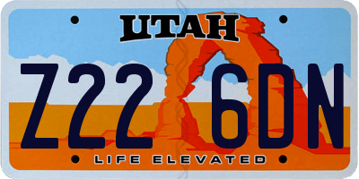 UT license plate Z226DN