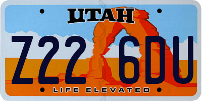 UT license plate Z226DU