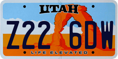 UT license plate Z226DW