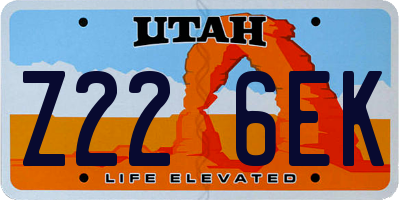 UT license plate Z226EK