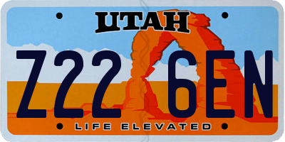 UT license plate Z226EN