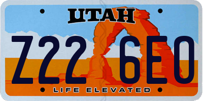 UT license plate Z226EO